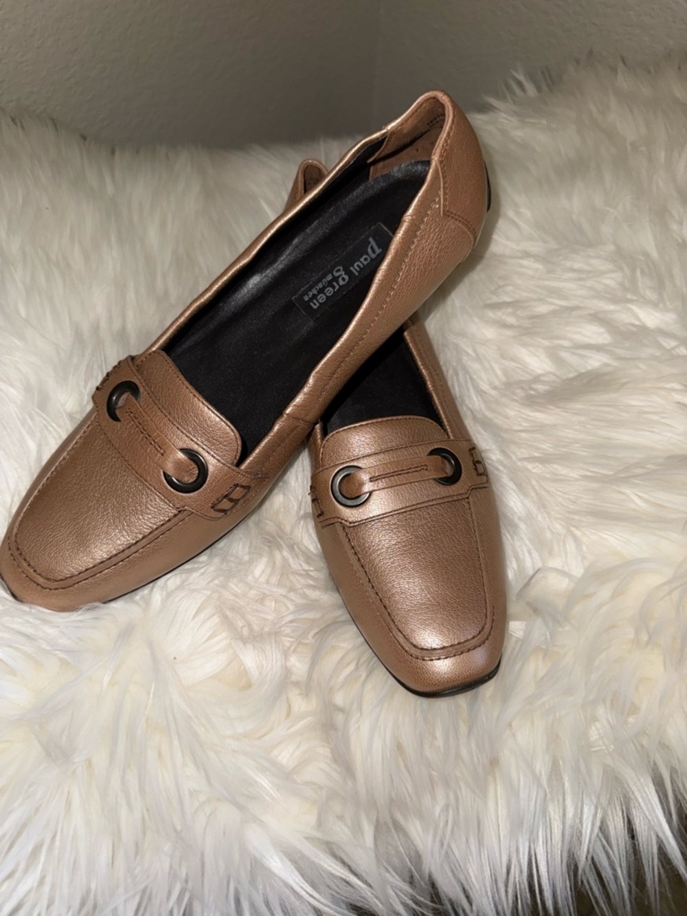 Paul Green Metallic Tan/Bronze Leather Loafers